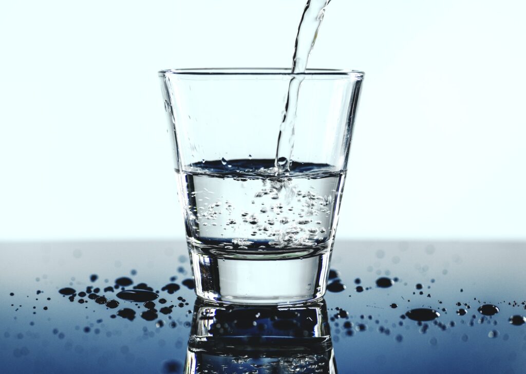 A glass of water macro shot